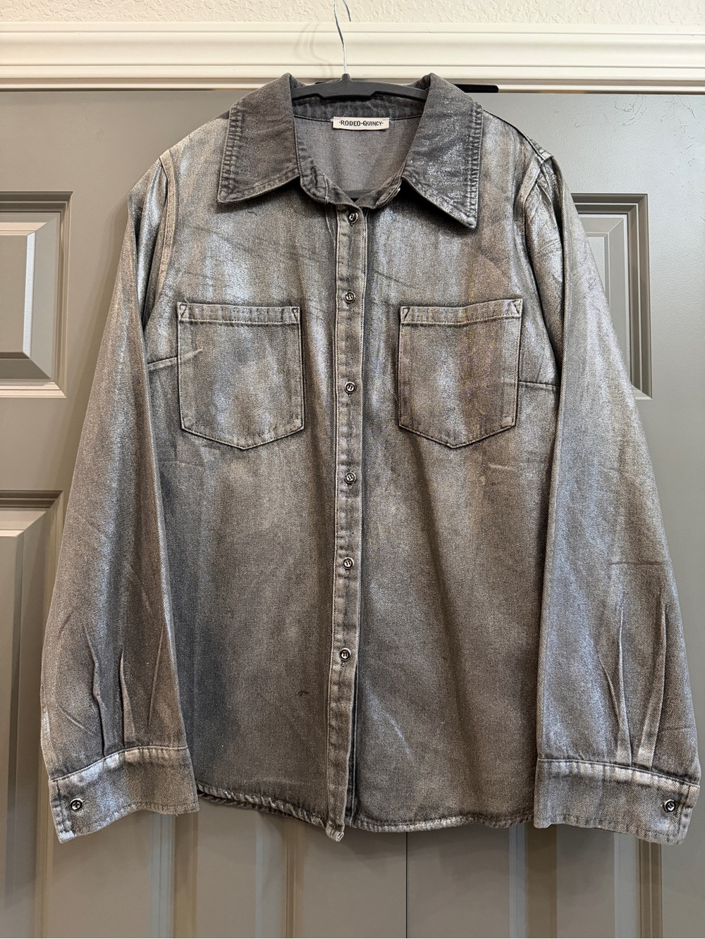 Rodeo Quincy Metallic Grey Button-Up Shirt